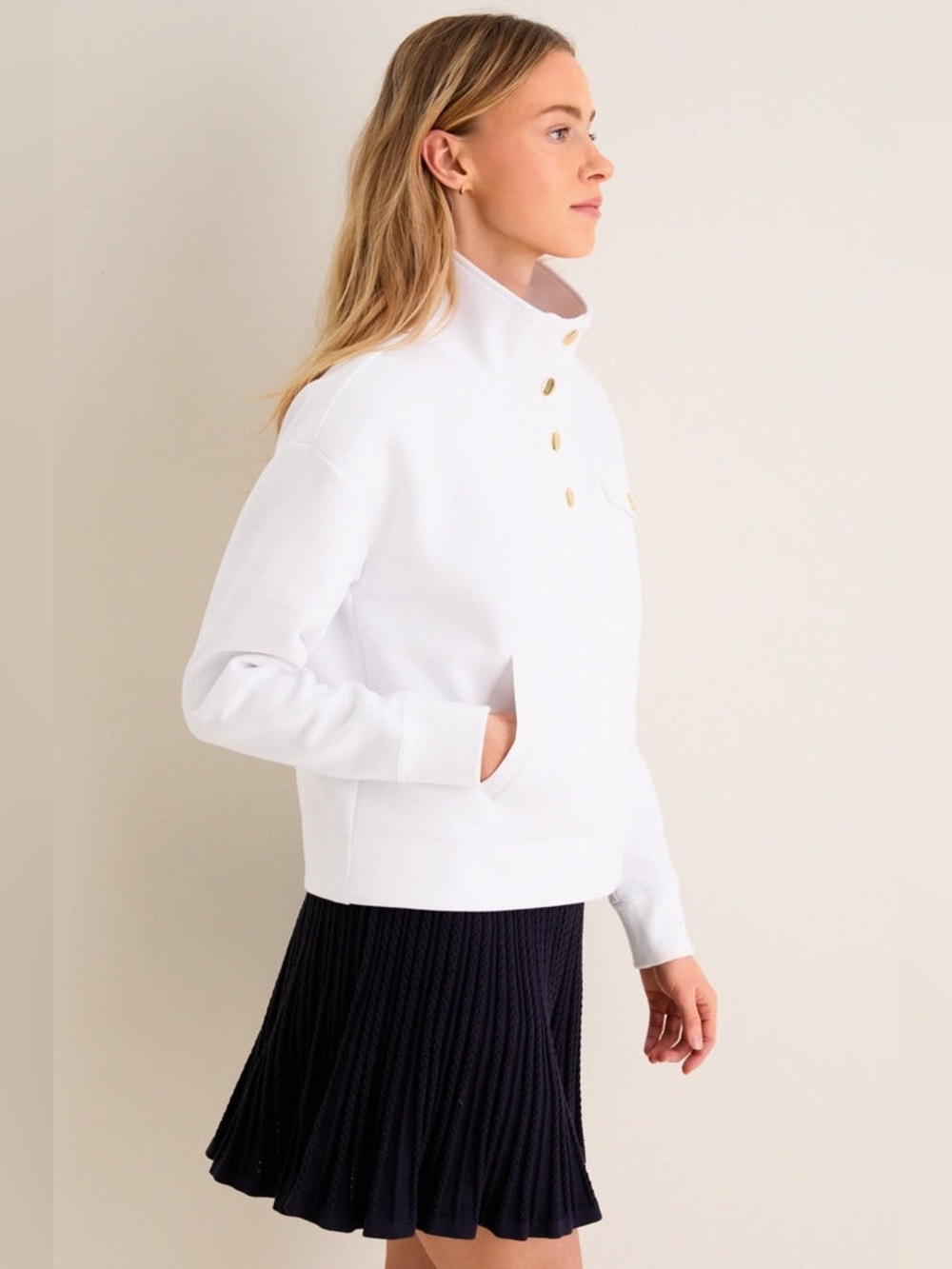 TUCKERNUCK SPORT White Snap Neck Bailey Pullover | NWT | Size Small - Picture 4 of 11